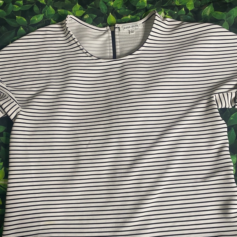 Rose + Olive striped blouse L